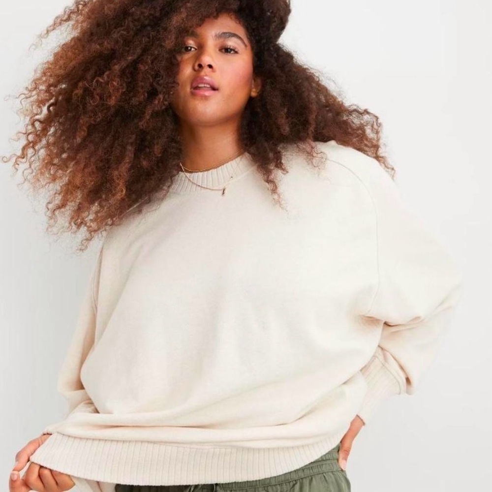Aerie Crewneck Sweatshirt, Sz XS, Cream Oversized Top